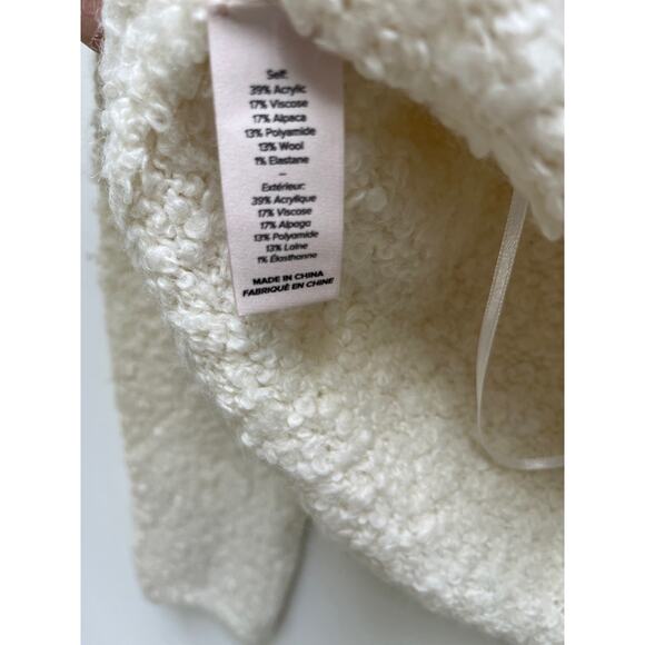 Cinq a Sept Leya Ivory Cream Alpaca Wool Blend Off Shoulder Sweater Size S NWT - Picture 4 of 9